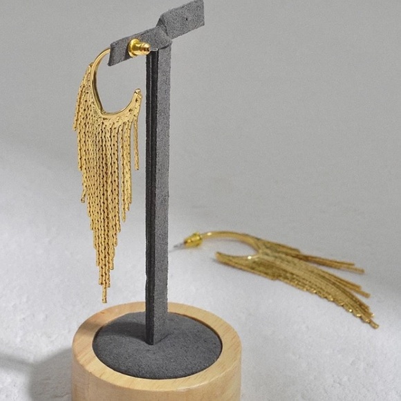 18K gold plated tassel dangle earrings - Picture 4 of 5